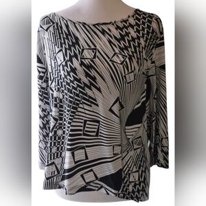 Vintage Black and White Geometric Top